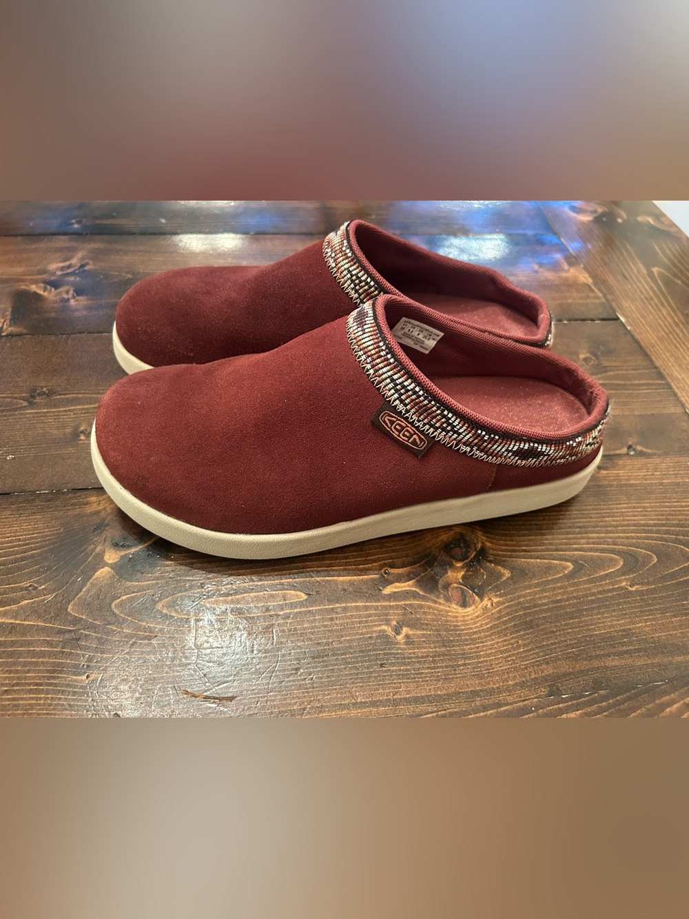 Keen Ella Burgundy Suede Mules Size 8.5